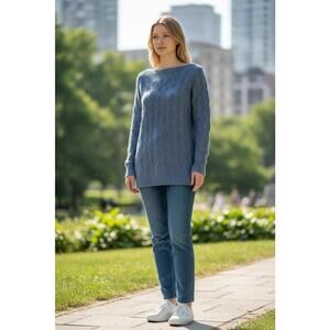 The Loft Outlet  Thick Sweater Crew Pullover Womens Sz Medium‎ Blue